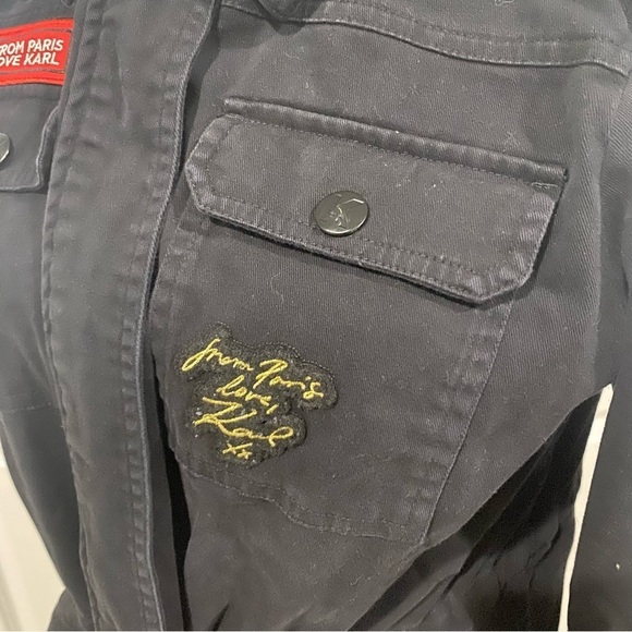 Karl Lagerfeld Women’s Logo Patch Utility Jacket Black Size Medium - Picture 9 of 14